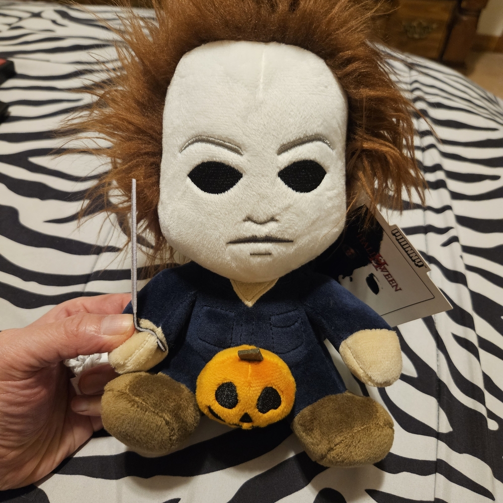 Plush Horror Doll with Orange Pumpkin Accessory - Kids Stuffed Animal